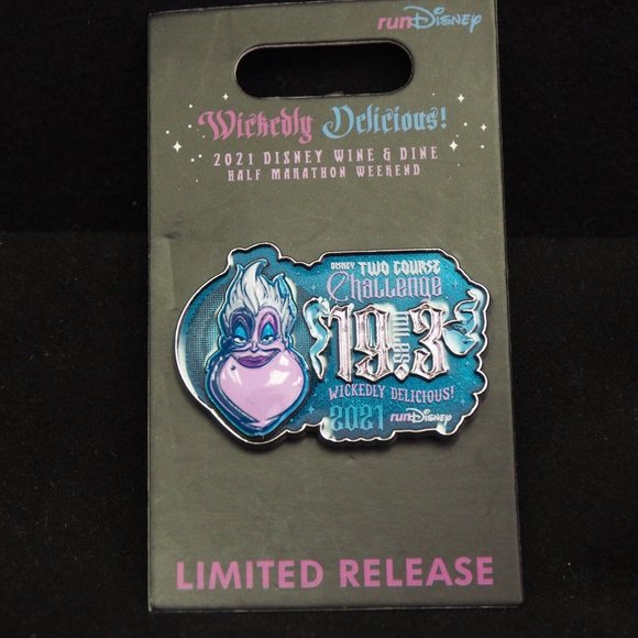 Disney Parks 2021 Wine Dine Marathon Wickedly Delicious Ursula 19.3 Mile Pin NEW - Picture 1 of 2